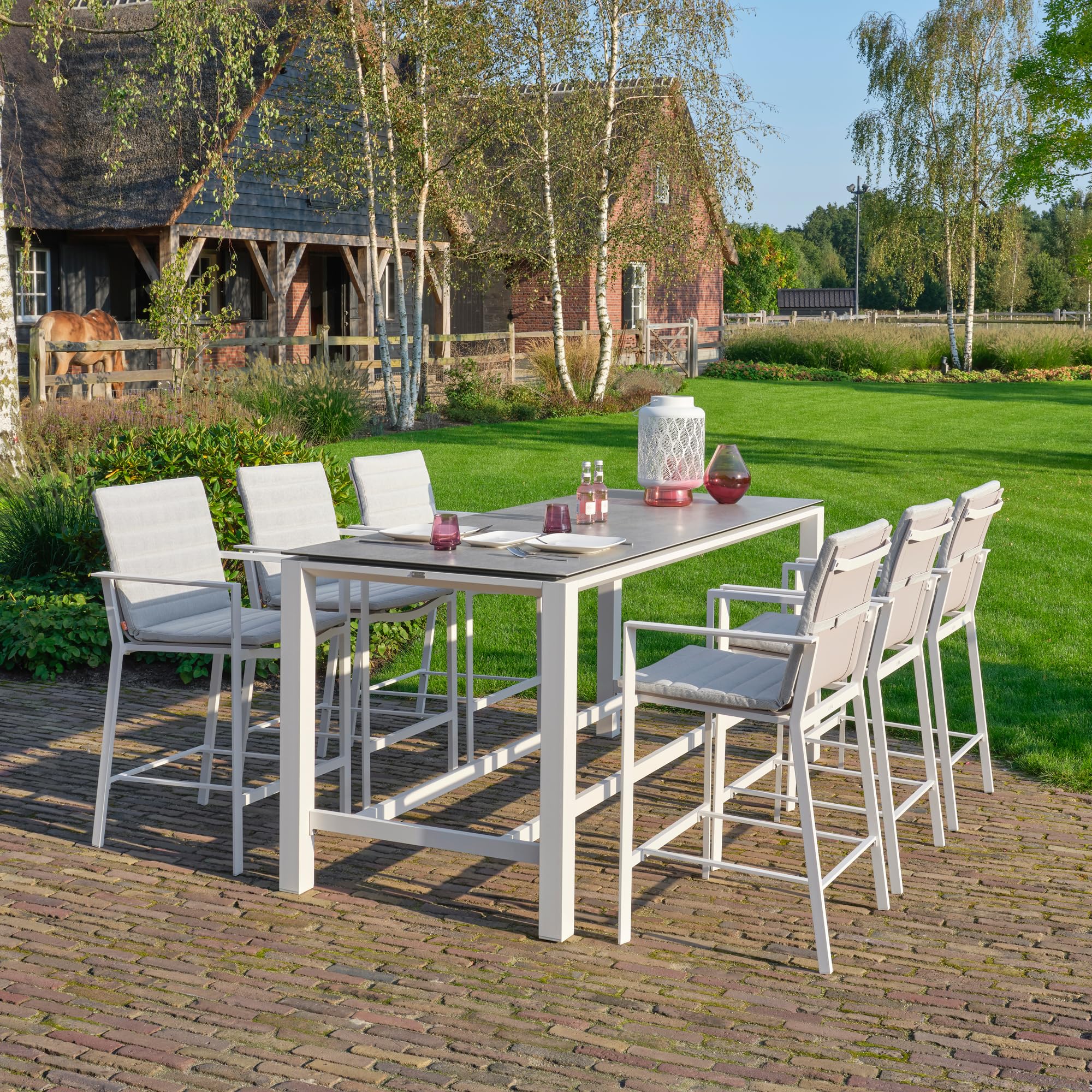 KETTLER Primavera 7-Piece Bar Set - White (with Cushions) - Image 7