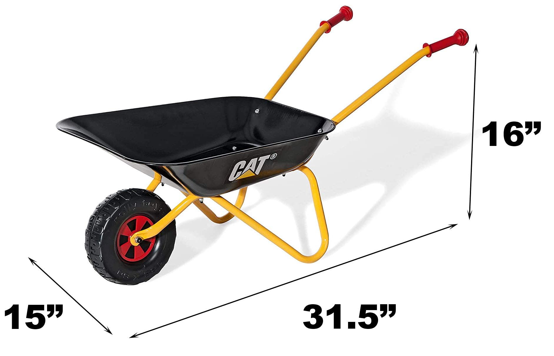 Rolly CAT Kids Wheelbarrow Ride On - Rust-Resistant Seamless Steel Tub with Rubber Hand Grips - Image 3